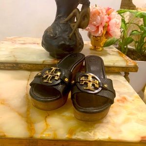 Tory Burch Leather Patti Wedge Platform Sandals